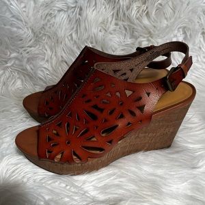 Nine West Brown Leather Wedges